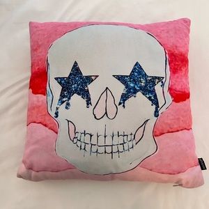 Society6 Pink/Blue Skull throw pillow